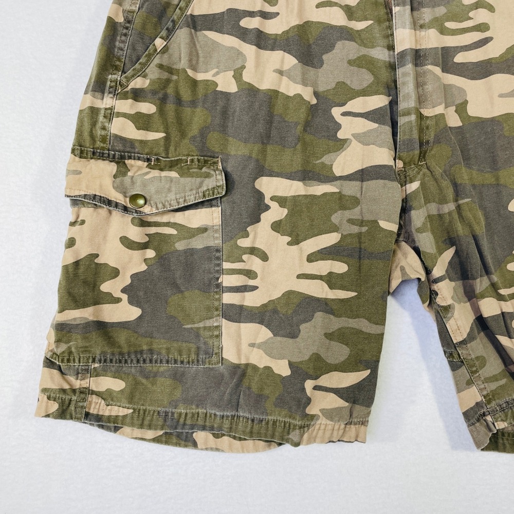 Lincoln Outfitters Mens Camo Cargo Shorts Green Brown Cotton Size 42 Woodland - Picture 4 of 9